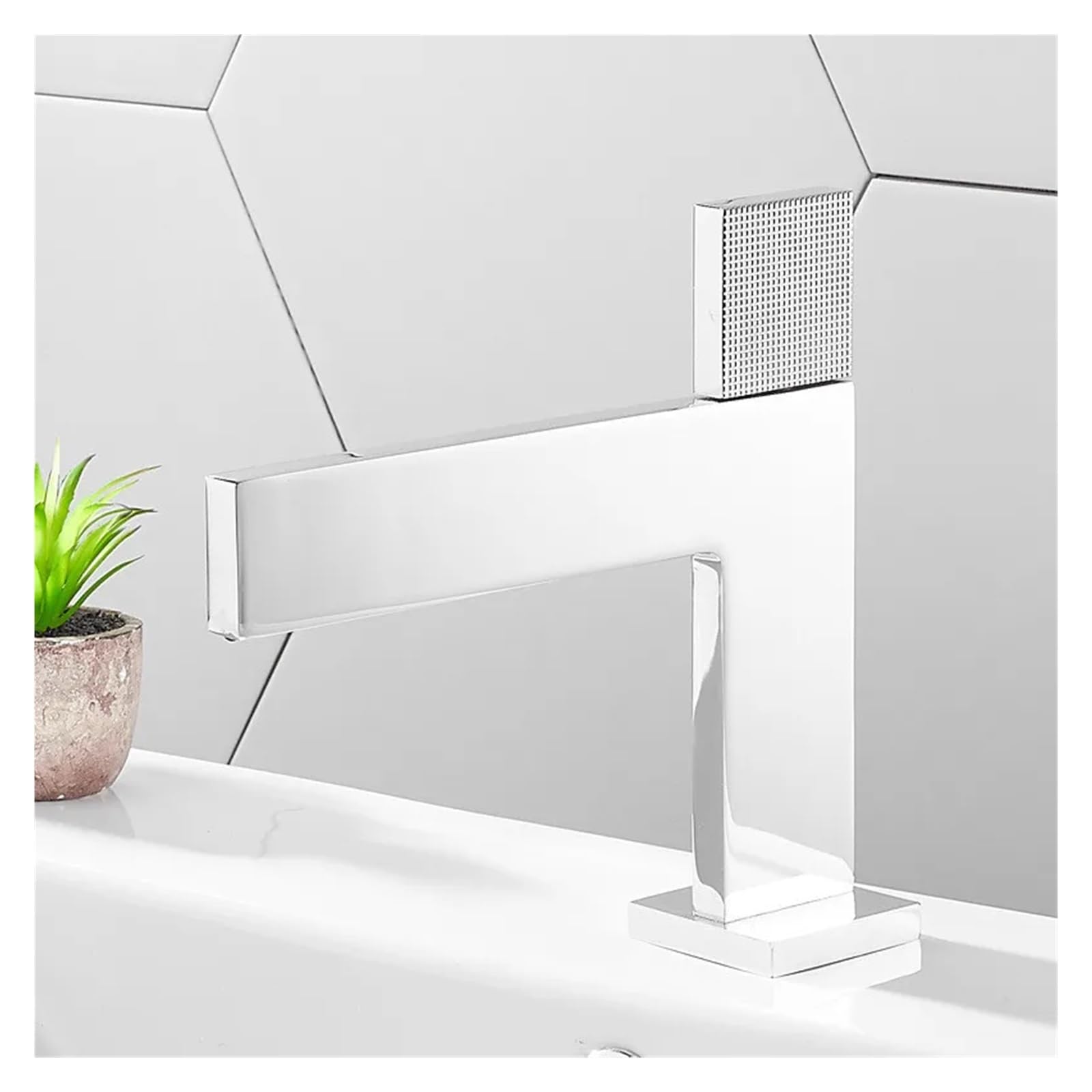 Robinet de lavabo de salle de bains chromé monocommande eau chaude et froide