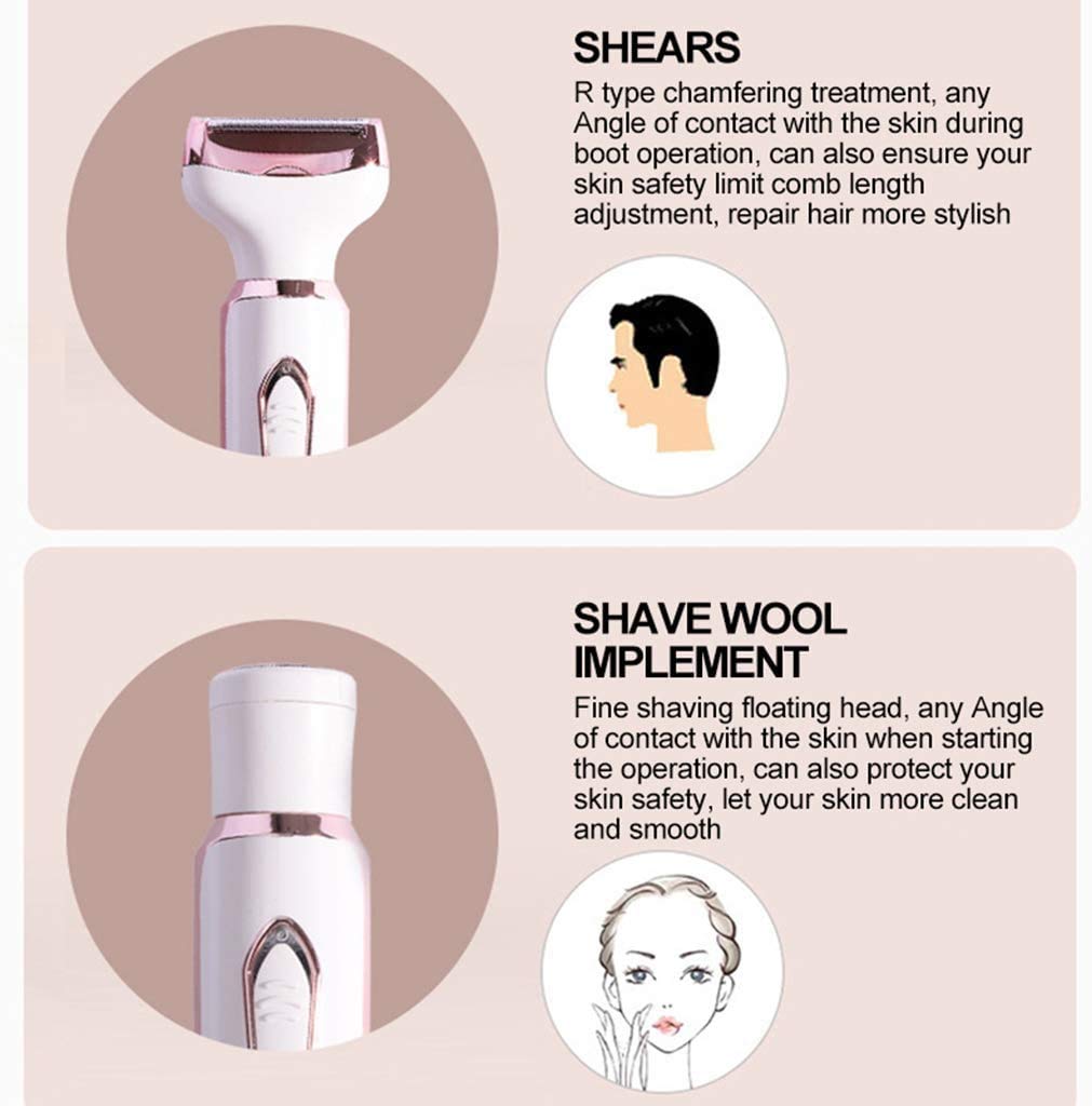 Rasoio elettrico 4 in 1, impermeabile, ricaricabile, indolore, portatile, per corpo, naso, viso e sopracciglia