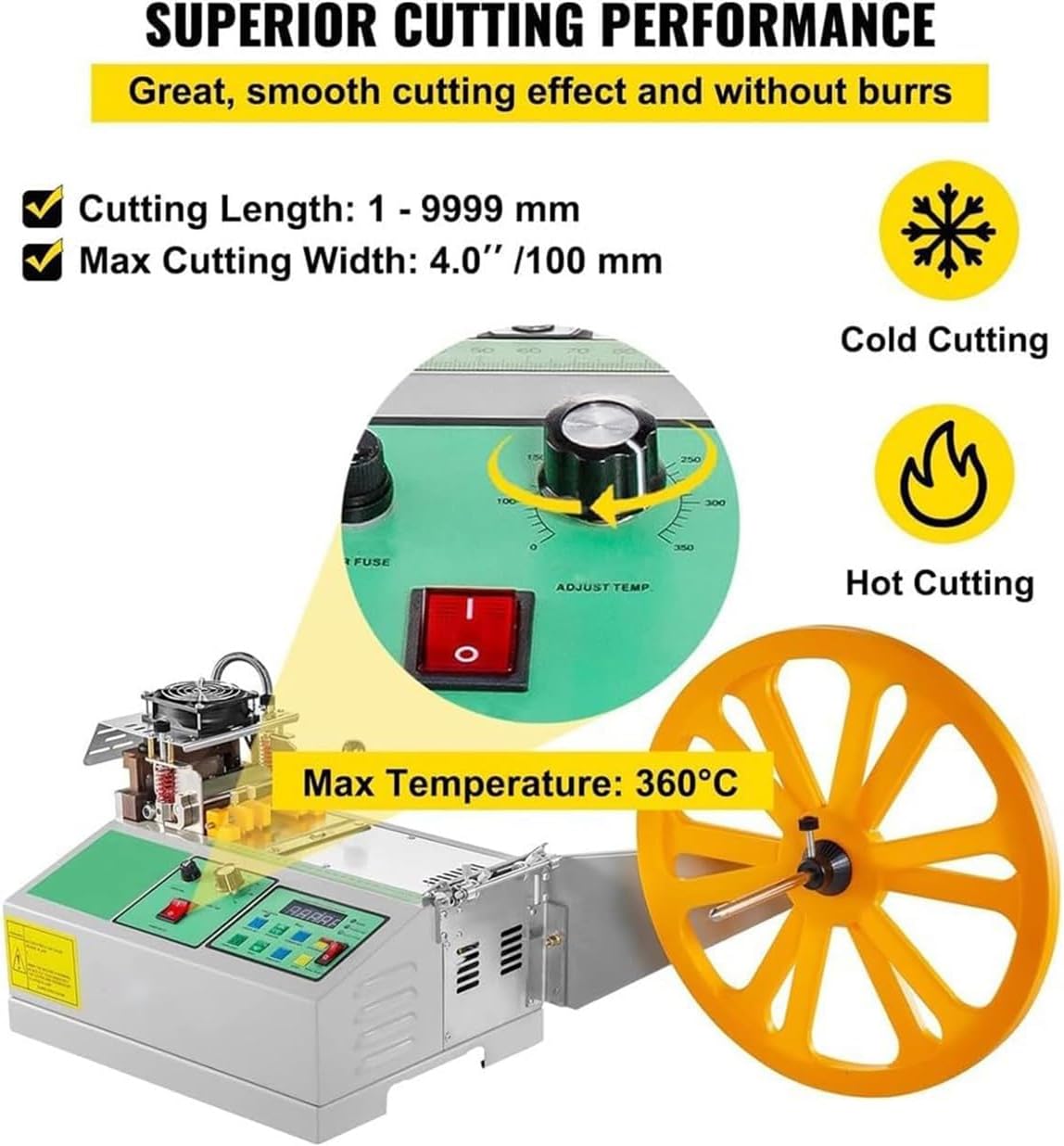Weaving Belt Cutting Machine 95Mm - 440W Automatic Hot and Cold Tape Cutter for Precise Webbing Cutting - Industrial Grade MachineryhkMBJ17484