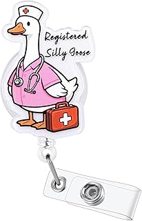 Registered Silly Goose Funny Nurse Badge Reel, Cute Retractable ID Medical Work Badge Holder, Name Tag Pediatric Badge Buddy for RN MA LPN LVN CNA ICU Night Shift Nurse Doctor Student Medical Workers