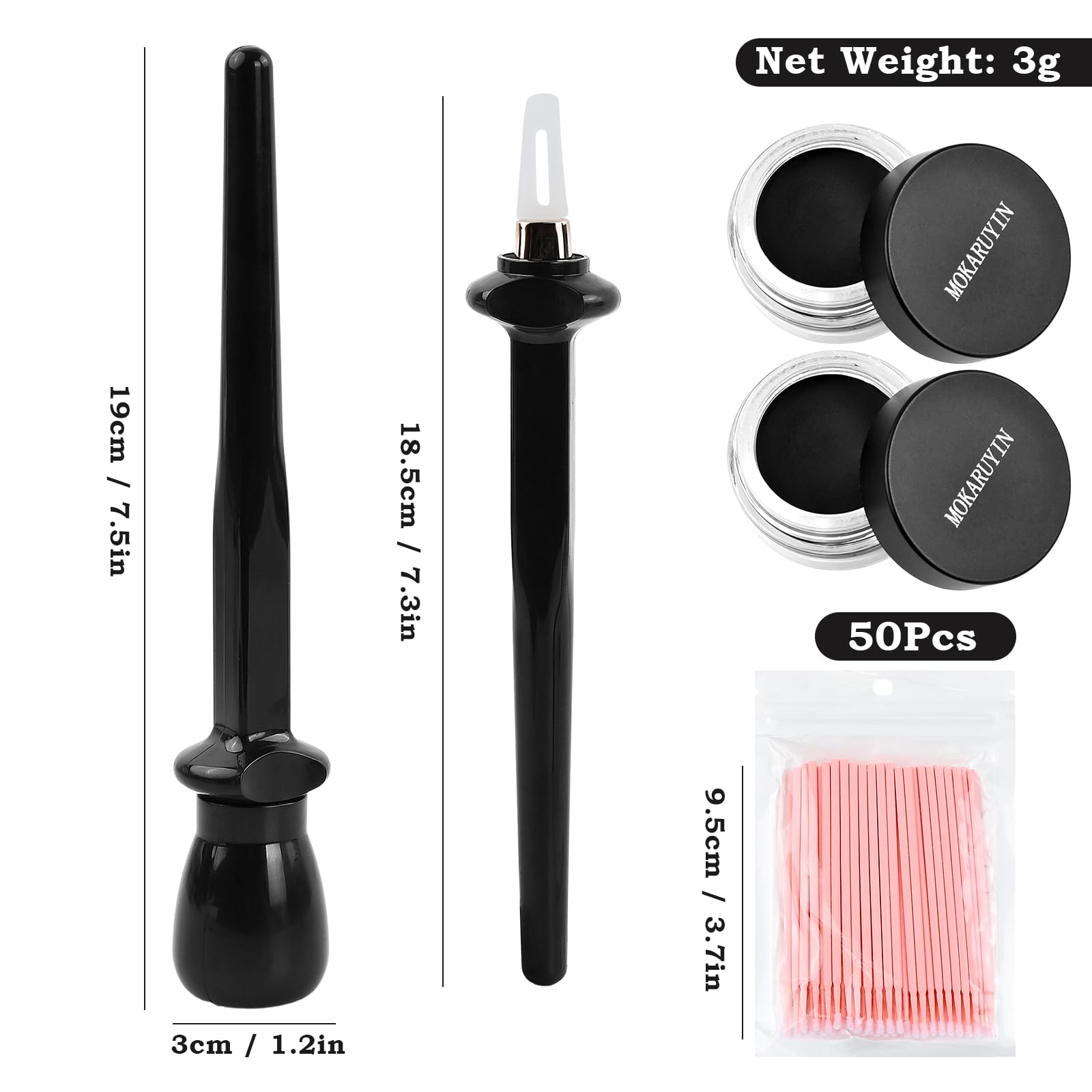 5-częściowy zestaw szablonów do eyelinera, narzędzie do makijażu oczu, wielokrotnego użytku, silikonowy eyeliner, szablony z 2 butelkami czarnego eyelinera i 50 patyczkami higienicznymi dla