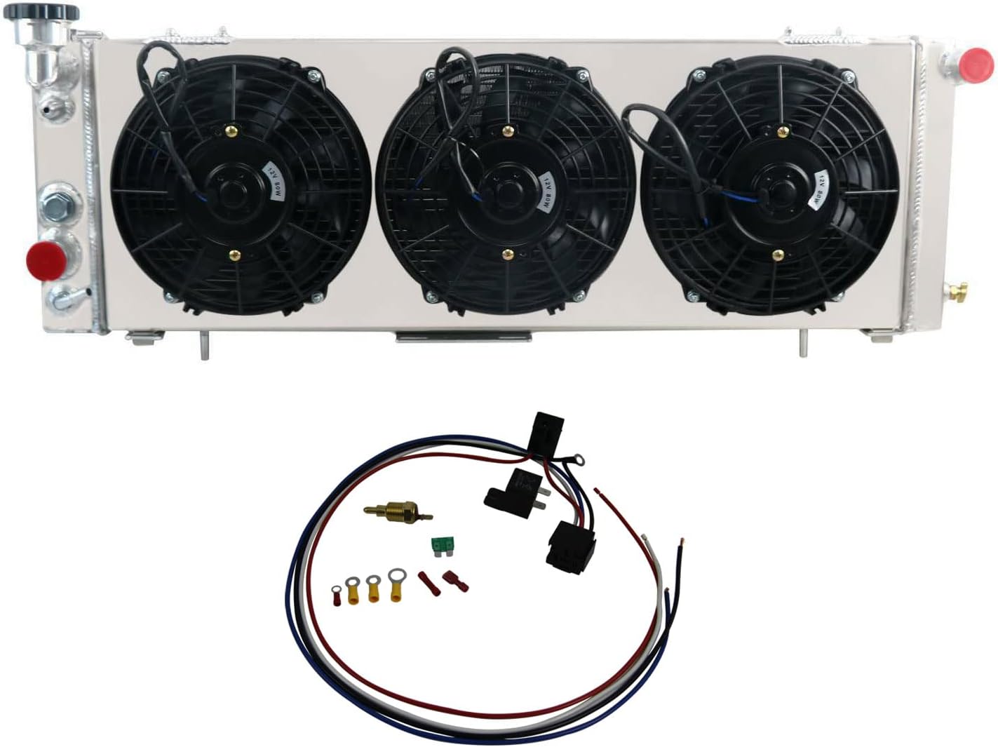 Full Aluminum Radiator For 1991-2001 Jeep Cherokee XJ/Comanche 2.5L 4.0L AT/MT 1993 1995 1996 1997 1999 2000 Jeep Cherokee Radiator+3 x 9" Cooling Electric Fan w/Shroud