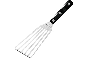 LamsonSharp 3" x 6" Chef's Slotted Turner with Noir Ultra Durable Handle - Right Hand