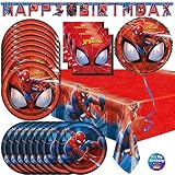 Spiderman Birthday Decorations For 16 Guests - Spiderman Party Supplies Includes Spiderman Plates, N