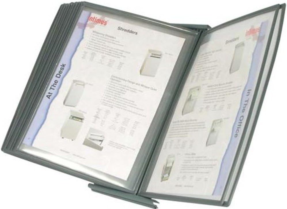 Martin Yale MVSM10 MasterView Executive Desktop Stand, 10 Sleeves Display up To 20 Documents at a Time, Sleeves Hold 8 1/2" x 11" and A-4 Size Paper