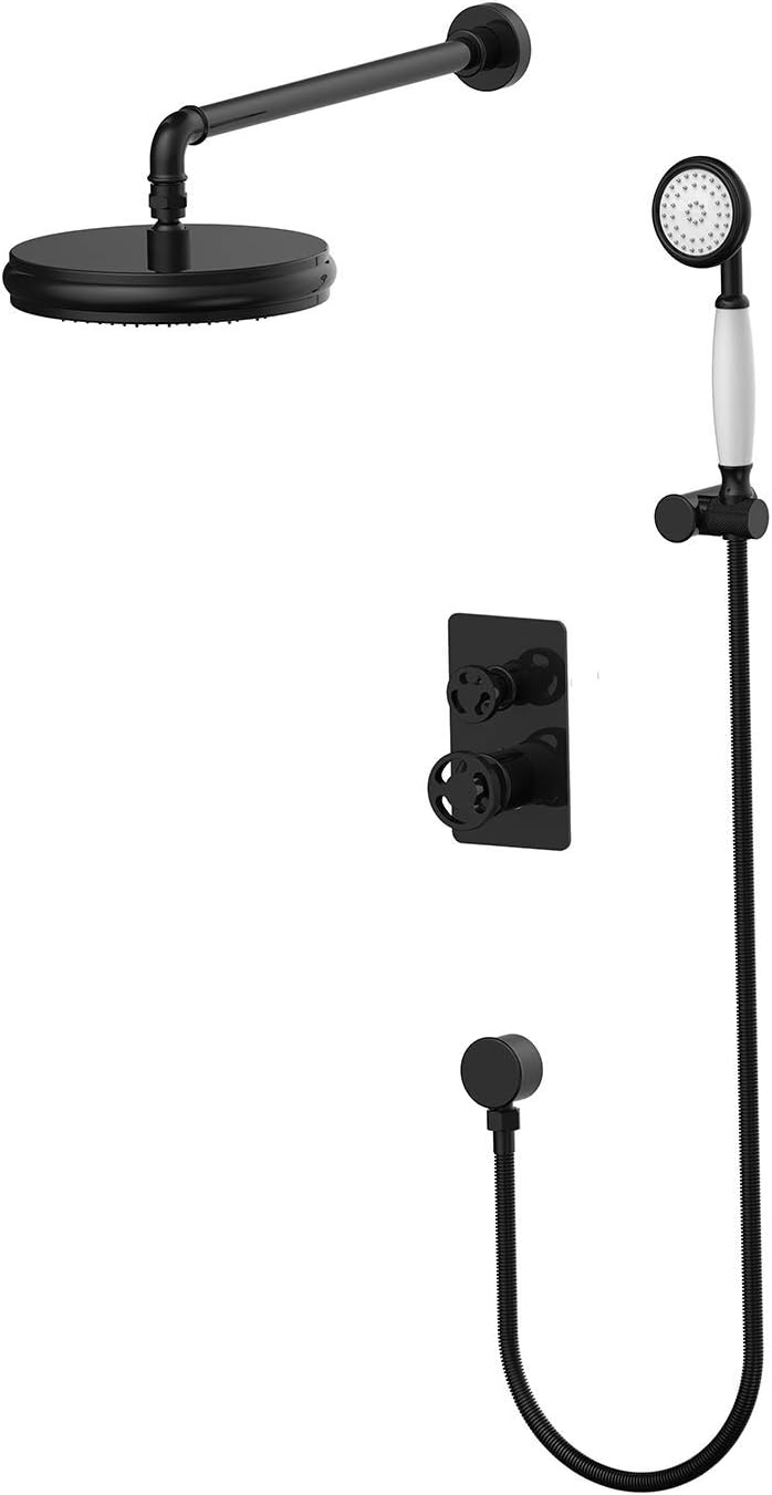 インダストリアルスタイルのシャワーコンボセットウォールマウントバスルームシャワー蛇口ステンレススチールシャワーヘッド、ハンドヘルドシ