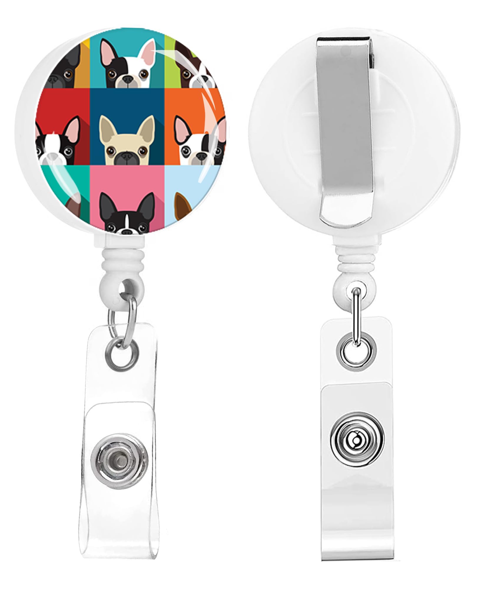 TPOAEL 2 Pack Retractable Badge Holders Cute Badge Reel Badge Clip ID Card Holders for Student Office Worker Doctor Nurse Teacher (Cute Fun Boston