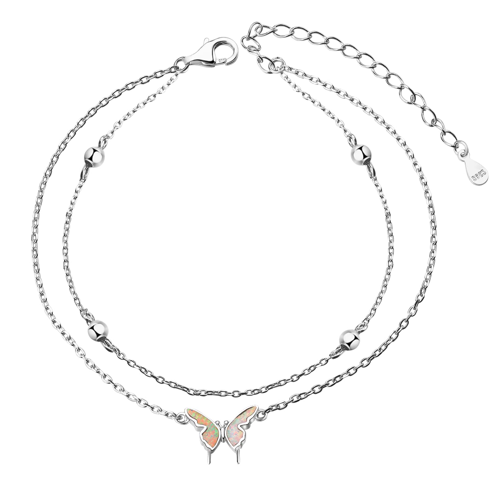 Cavigliera per le Donne Malocchio/Farfalla/Tartaruga Marina/Stella Marina/Onda/Cuore Infinito Argento 925 Regali di Gioielli da Spiaggia con Braccialetto alla Caviglia Regolabile per le Donne