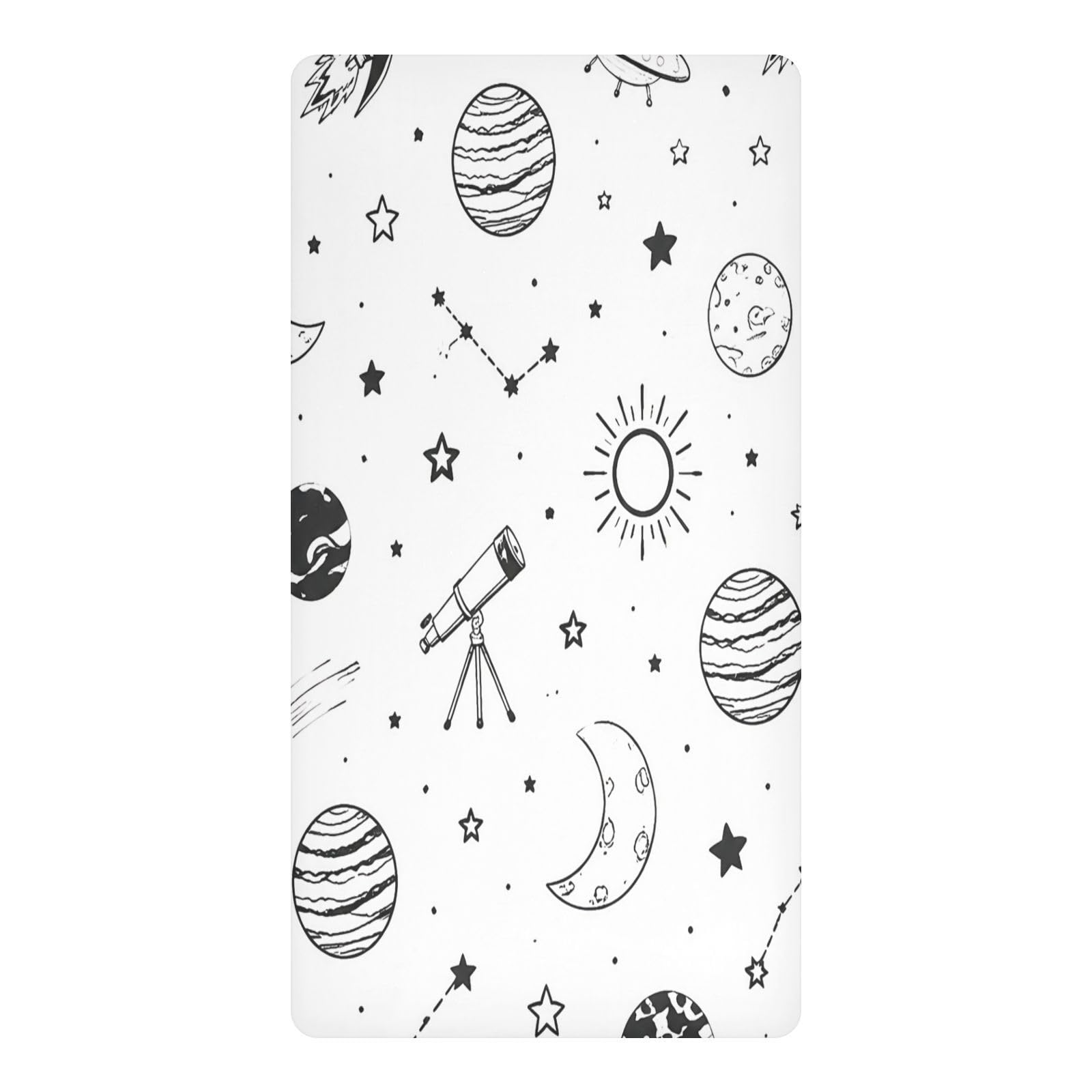 BOESI Space Sketch Waterproof Crib Sheet,Fitted Mattress Protector