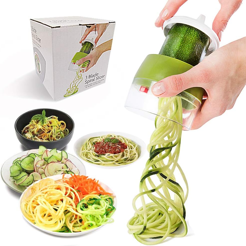 Handheld Vegetable Spiralizer,JHCtech Upgrade 4 in 1 Adjustable Spiral Slicer,Heavy Duty Veggie Spiral Cutter Pasta Spaghetti Maker for Carrot, Fruit,Cucumber, Potato, Pumpkin, Zucchini,Noodle
