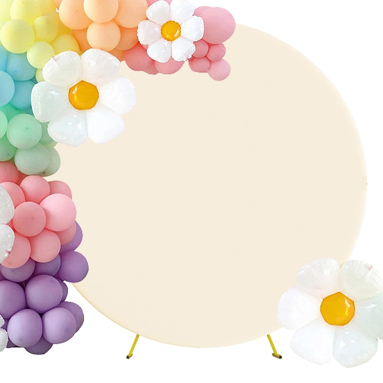 Maiangel 6.6FT Round Arch Backdrop Cover Spandex Fitted Stretchy Arch Stand Covers with Buckles Arch Covers for Circle Stand Balloon Wedding Party