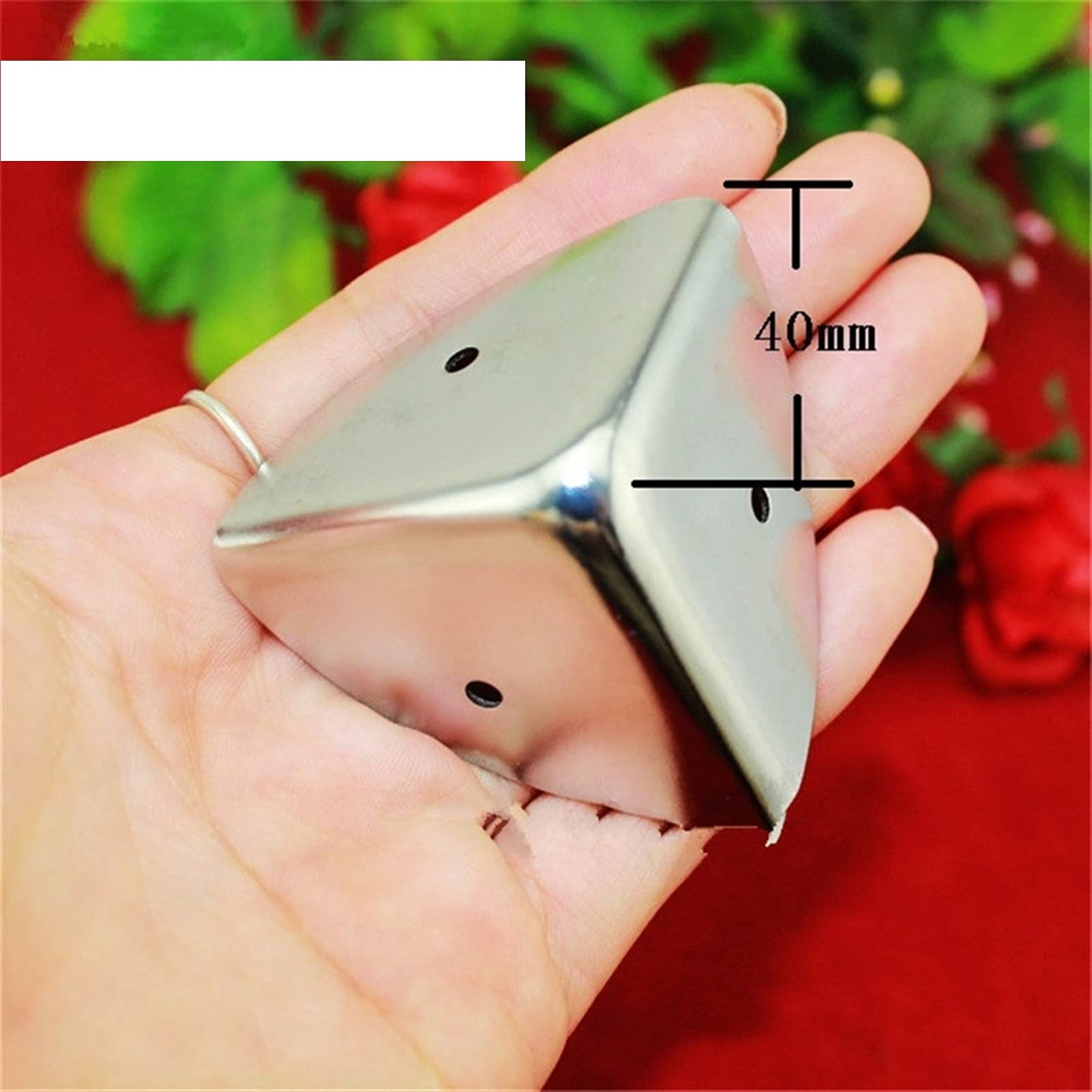Staffa angolare, staffa resistente, 8 pezzi/confezione da 40 mm, scatola in alluminio per cosmetici, valigia, angolo in ferro, portafoglio in argento cromato