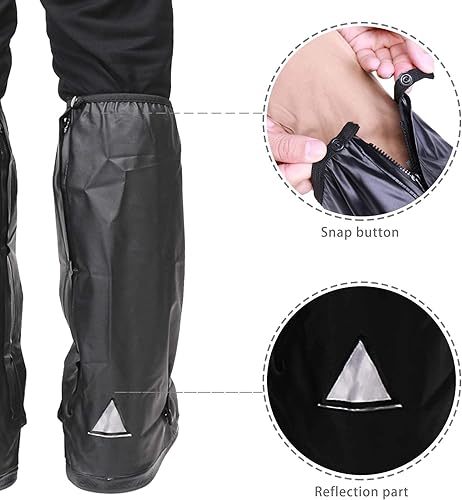 Miniatura 12 de DJZSSXLW - Fundas impermeables para zapatos de lluvia y nieve, botas de motocicleta para mujeres y hombres, color negro (XL)
