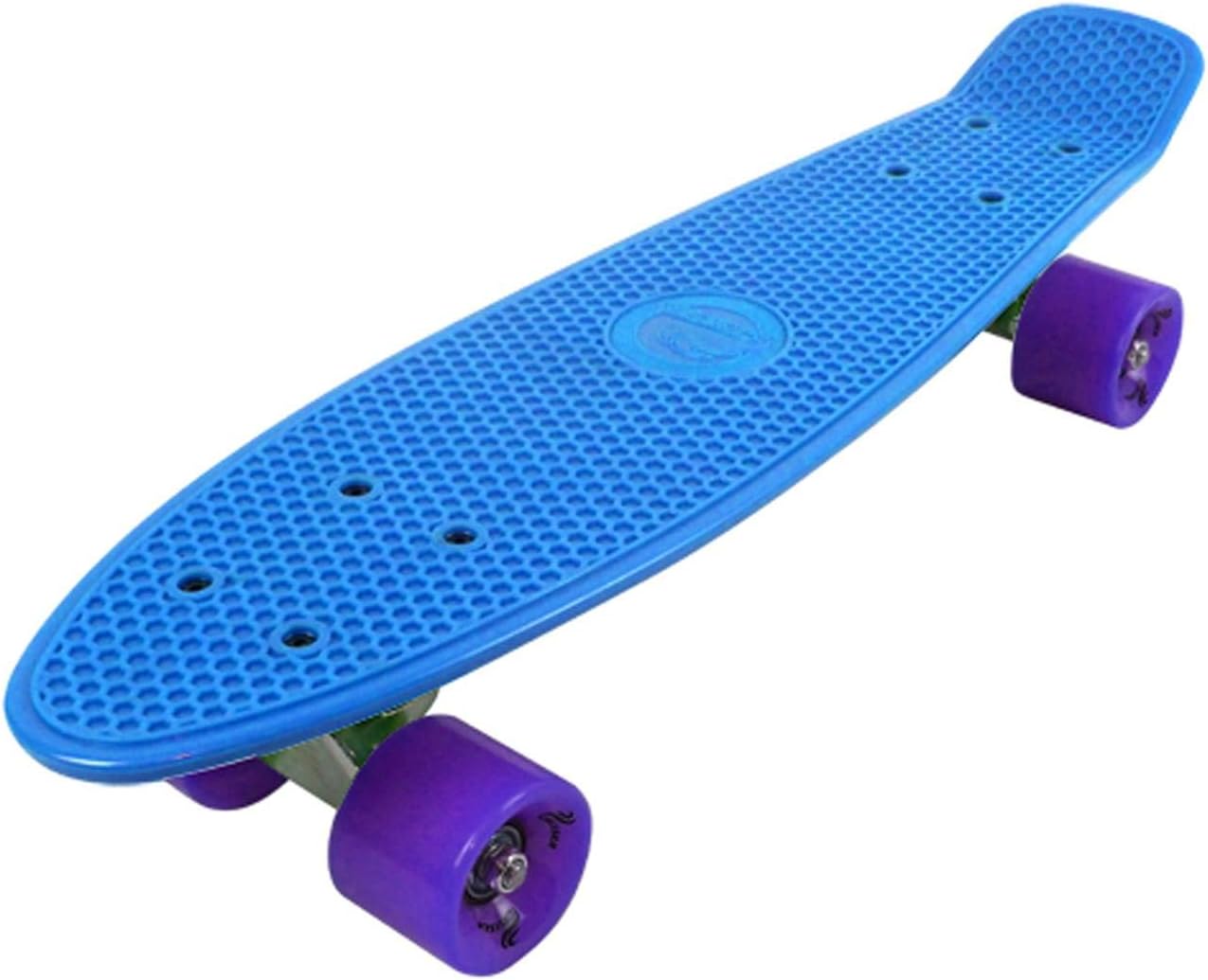 Vinsani® Retro Cruiser Plastic Skateboard 22" X 6" Available In Various Deck Colours with Transparent or Solid Coloured Wheels Includes a Free Carry Bag for the Skateboard
