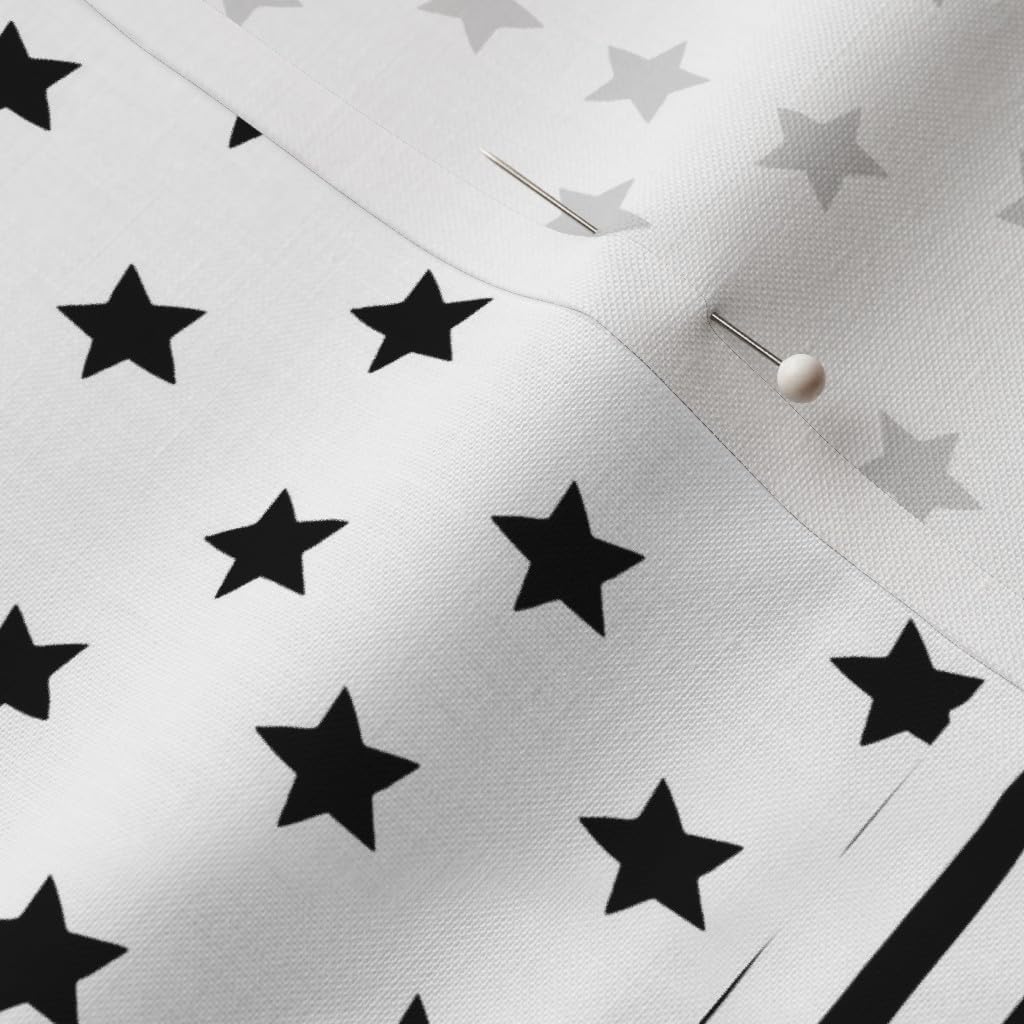 Spoonflower Fabric - Black and White Stars Stripes Bold Graphic Quilt Topper Wholecloth Printed on Petal Signature Cotton Fabric by The Yard - Sewing Quilting Apparel Crafts Decor