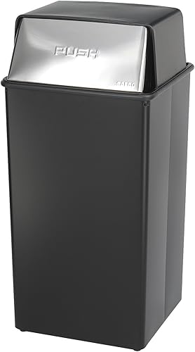 Safco 9895 Reflections by Safco - Recipiente de basura Push Top, 36 galones, color negro