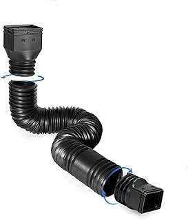 Downspout Extender, Rain Gutter Downspout Extensions Down Spout Drain Extender Gutter Connector Rainwater Drainage Universal Drain Downspout Extender Drainage Connector 21"-60" (Black)