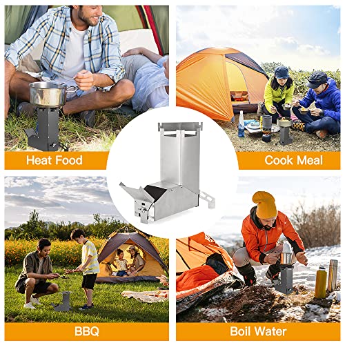 Lixada Camping Stove Collapsible Wood Burning Stainless Steel Rocket Stove Backpacking Camp Tent Stove For Picnic Bbq Camp Hiking #TOP3