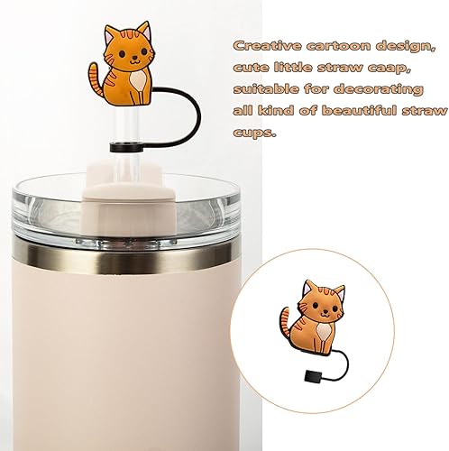 Miniatura 3 de Funda para popote de silicona reutilizable para punta de popote de 0.4 pulgadas, lindo gorro para popote para vaso de 30 y 40 onzas con asa,