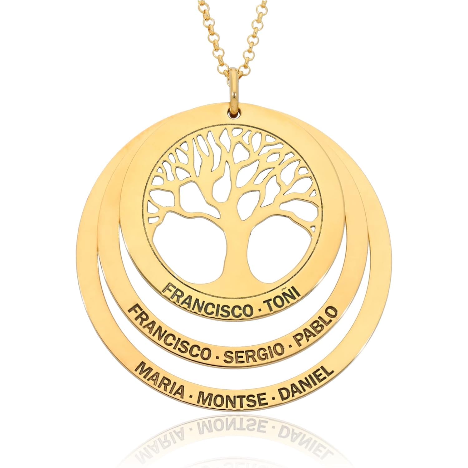 Collar Arbol de la Vida Personalizado para Mujer en Plata de Ley - con Cadena de 45 cm + Alargador - Regalo Original para Madres y Abuelas