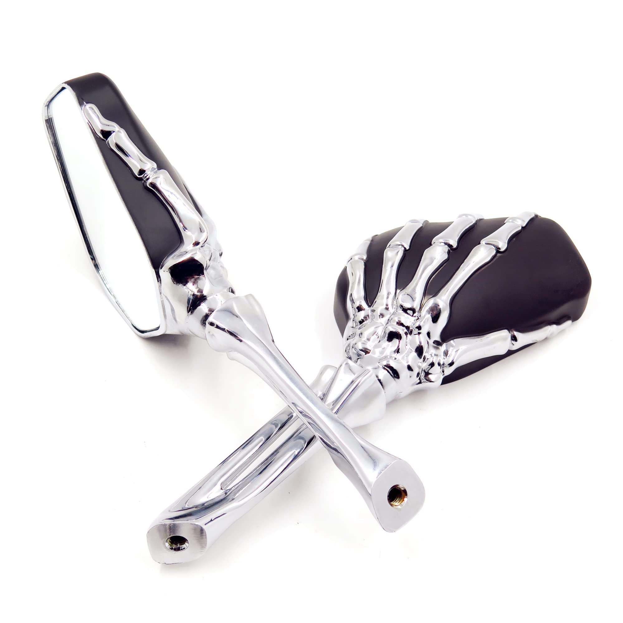 Chrome Skull LED Rearview Mirrors W/ 8mm & 10mm Bolts – For Harley Street Glide