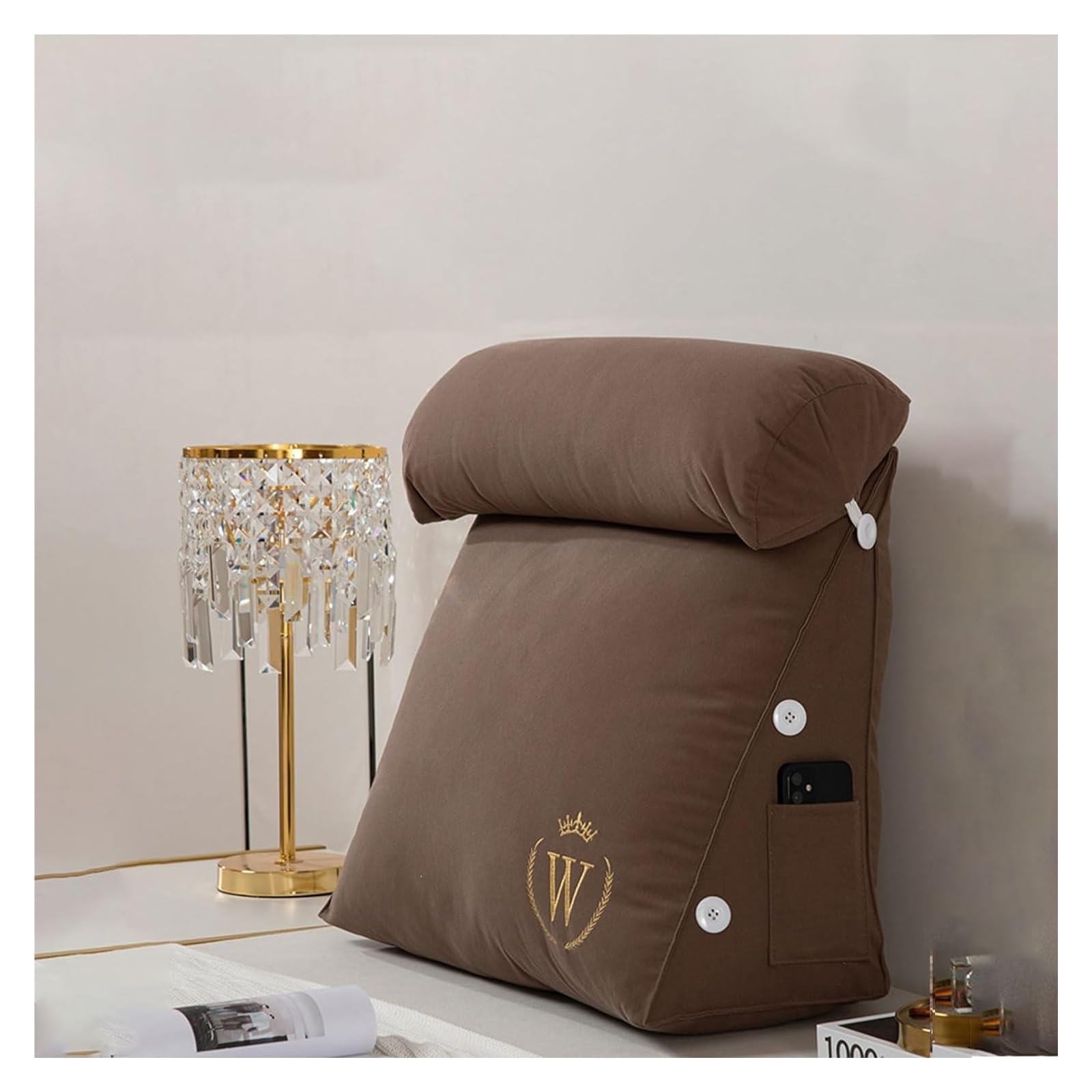 nviusdSJ Reading cushions, Lumbar Support Cushion With Removable Cover Sofa Chair Back Supports Pillow Portable Plush Relax Arm Bed Pregnant Woman Rest Ergonomic(Coffee,45 x 45 x 22 cm)