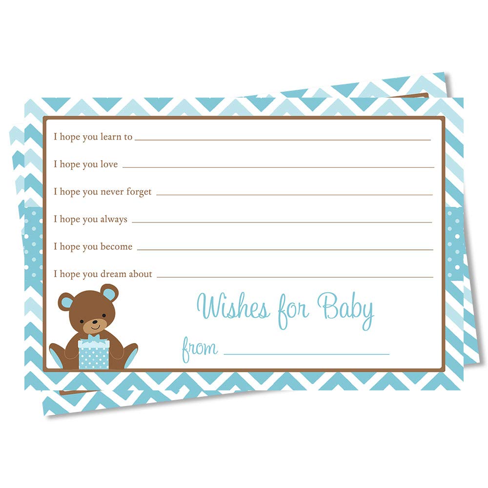 Amazon.com : Teddy Bear Wishes for Baby Cards Boy Baby Showr Game Chevron  Stripes Polka Dots Blue Green Brown Lil Activities Games Wishes Wish It's a  Boy Its Printed Wish Cards (24