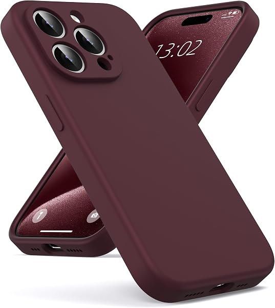Oududianzi - Coque Compatible avec iPhone 15 Pro Silicone Liquide,Intérieur Doublure Microfibre, Housse Protection Antichoc, Étui Résistant aux Rayures, iPhone 15 Pro Case - Bordeaux - 1