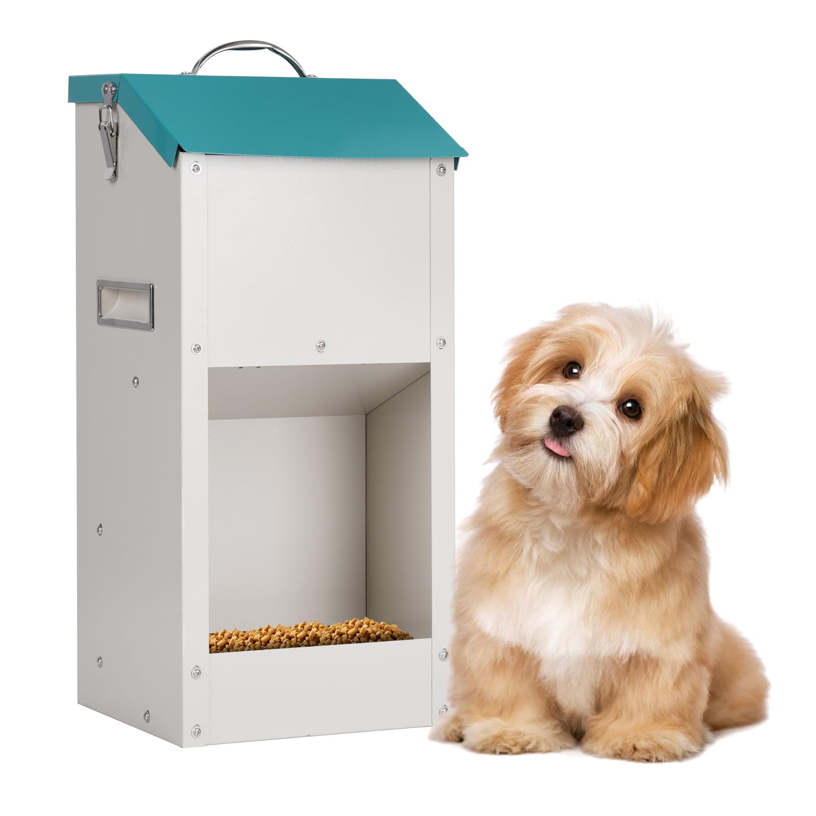 Comedero Automático para Perros de Exterior 6 kg Comedero Automático para Gatos con Almacenaje Alimentador por Gravedad para Cachorros, Perros, Gatos