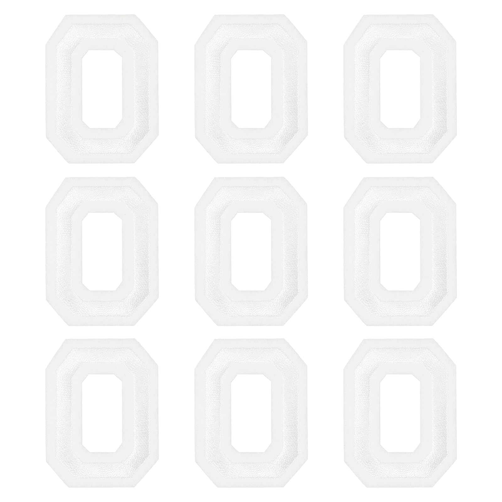 sourcing map Iron on Letter Patches 2" Alphabet O Iron on Embroidered Patch Sew on Letter Stickers Applique for Repairing Clothing Jeans Shoes Hats DIY(White, Pack of 9)