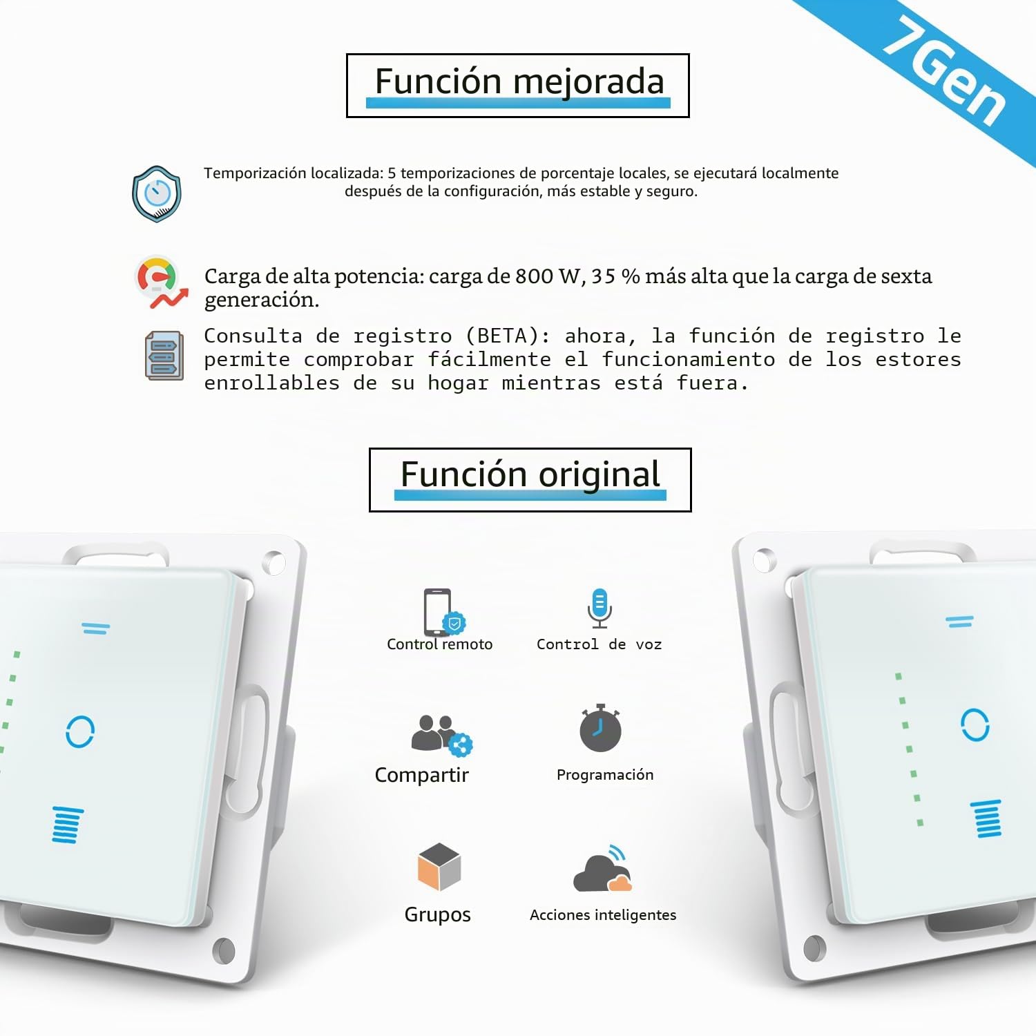 SMARTERCURRY Interruptor de persiana enrollable WiFi, [7 Gen] Temporizador inteligente de persiana enrollable, control persianas/persianas/toldos, compatible Alexa/Google Assistant, 4 piezas | Blanco