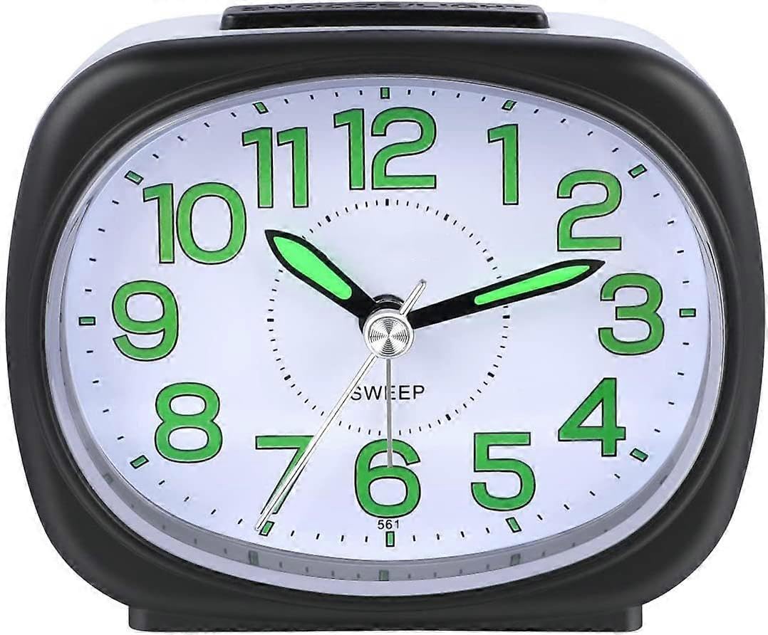 JOYHAPPST Travel Alarm Clock Bedside Silent Clock Alarm Night Light Snooze Functions Home Use Kids Compact Analog Alarm Clock