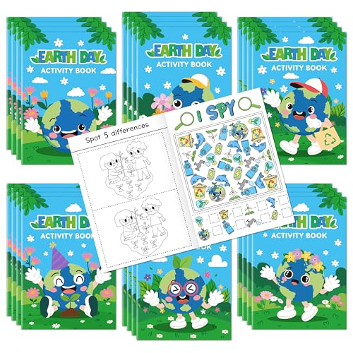 JAPBOR Earth Day Activity Coloring Books - Mini Save The Earth Activities Color Book Bulk for Party Favors, World Environment Day Small Colouring Pages for Gifts Giveaways Class Painting Games