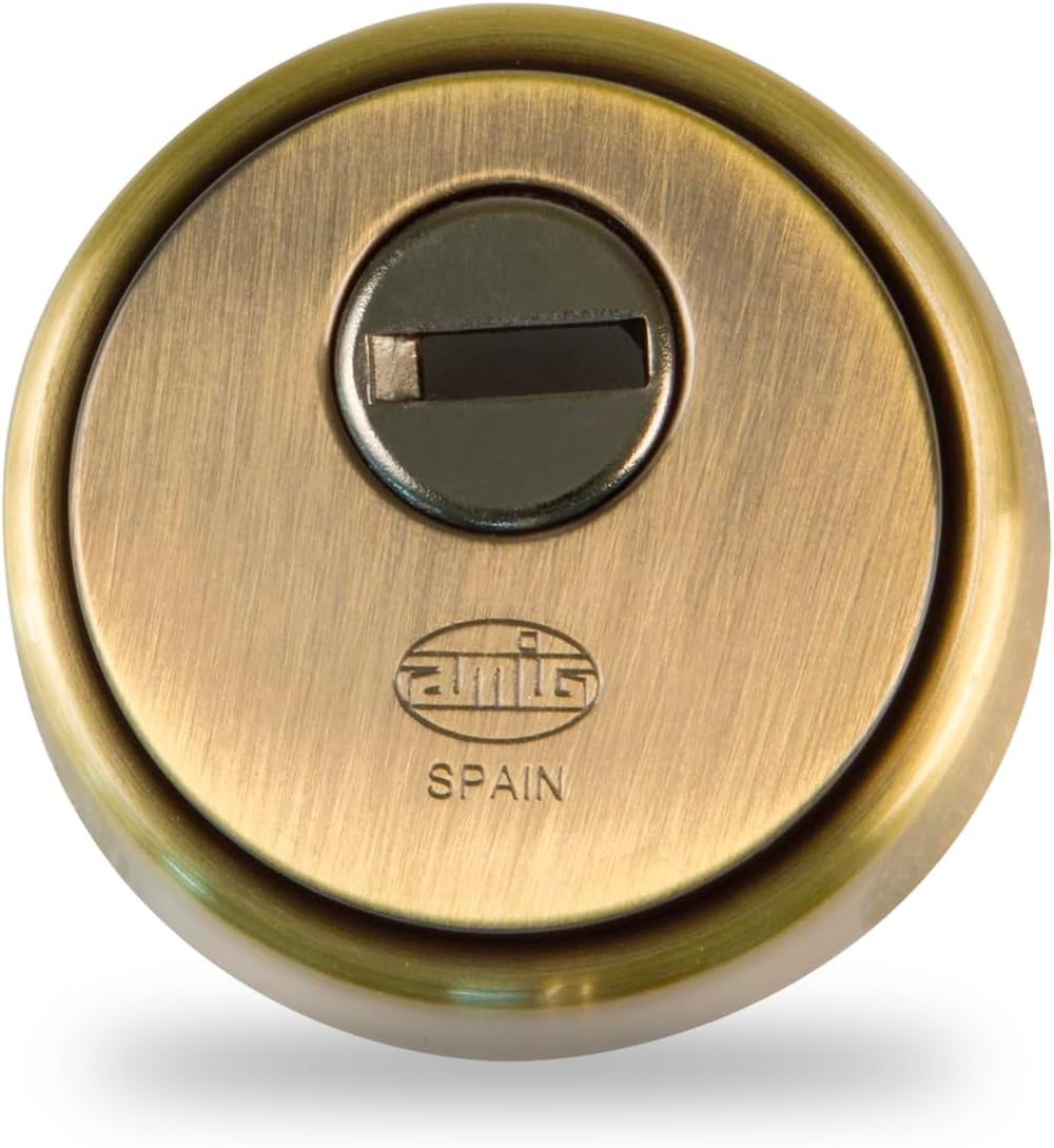 Amig - Security Shield for Locks with Anti-Drill Plate Mod. 30 - Ø 65 mm - Solid Outer Ring - with Screws and Bracket - Matt Chrome Brass