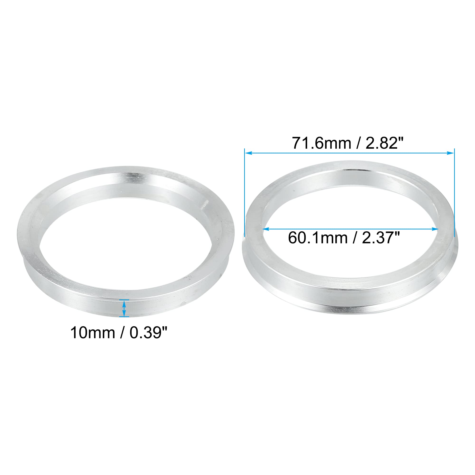 X AUTOHAUX 4 Pcs Bague De Centrage Jante 71.6mm à 66.1mm Universel Voiture Hub Centrique Anneaux Argenté