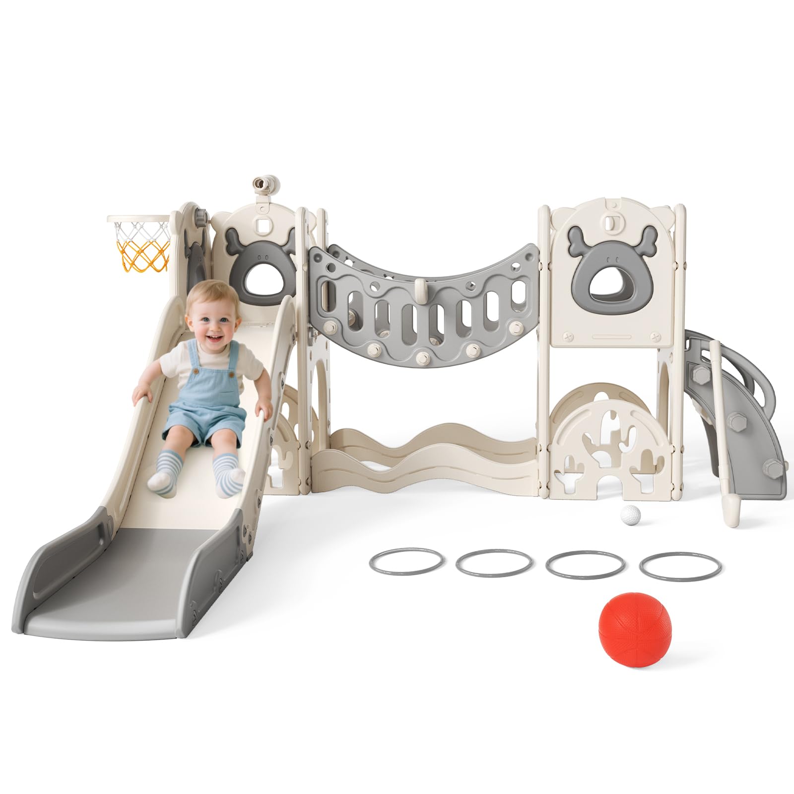 Tobogán, Tobogán para niños, Equipo de Juego Suave para niños pequeños, Estructuras de Escalada para jardín, Tobogán para niños de Interior y Exterior (HJT-1201)