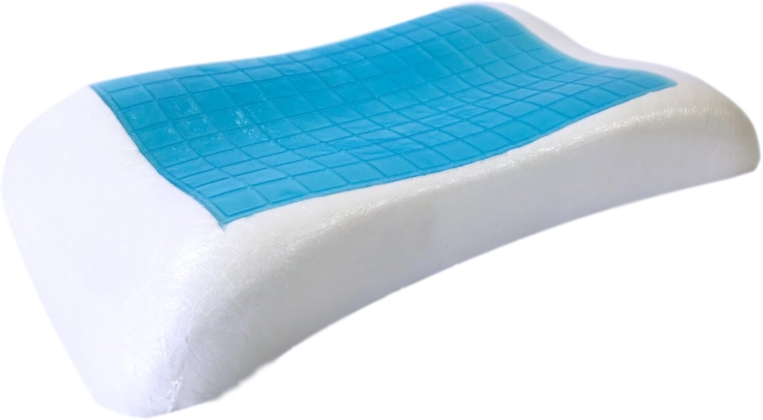 Amazon Com 2 Quantity Queen Size Solid Memory Foam Bed Shoulder Shape Pillows With Cooling Blue Gel Top Surface Cooling Fabric White Cover Cases Home Kitchen