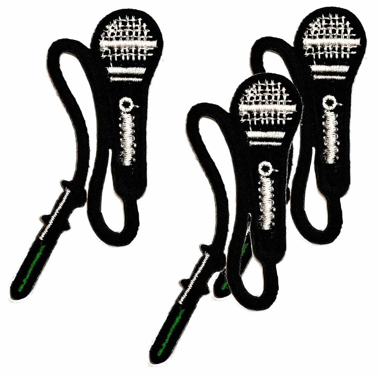 Black Green Microphone Cartoon Patches Microphone Rock Punk Song Sew Iron on Embroidered Applique Patch Logo Clothes T-Shirt Jeans Hat Bag Backpacks for Kids & Adults (3 PCS)