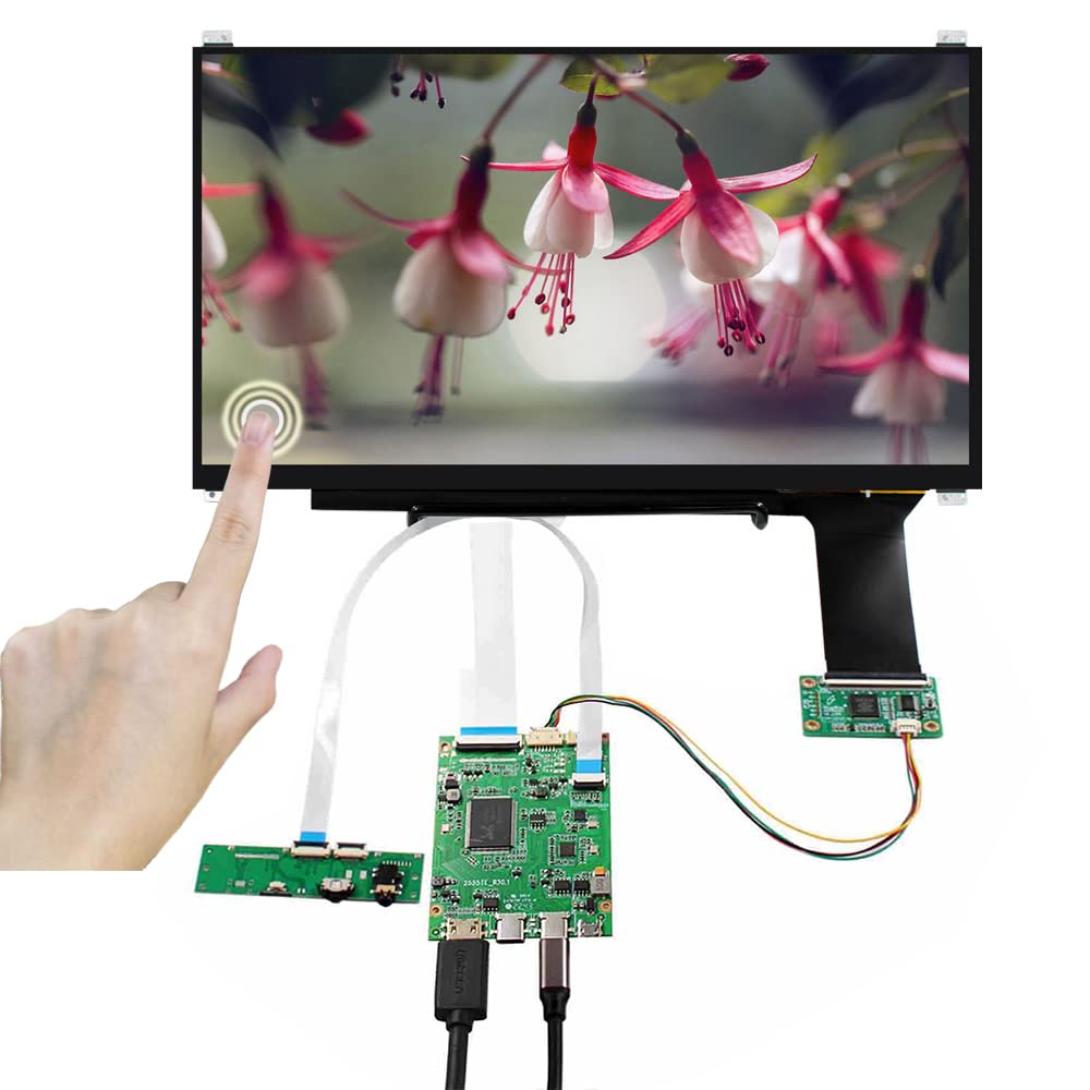 FanyiTek 13.3 inch Wall-Mouted N133HSE 1920x1080 IPS Capacitive Touch Screen and Type C USB C LCD Controller Board VS-RTD2556HC-V2