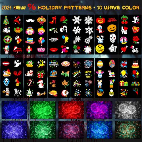 Samyoung TH-HQW-9559 Halloween Projector Lights Outdoor, Brightness Increase Hd 2-In-1 Ocean Wave Snowflake Led Holiday Projector Lights Indoor 96 Patterns thumb #1