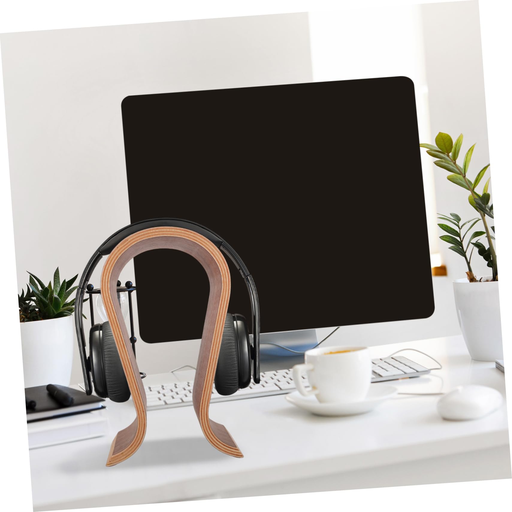 Soporte Marrón u Tipo Madera de Auriculares de Escritorio
