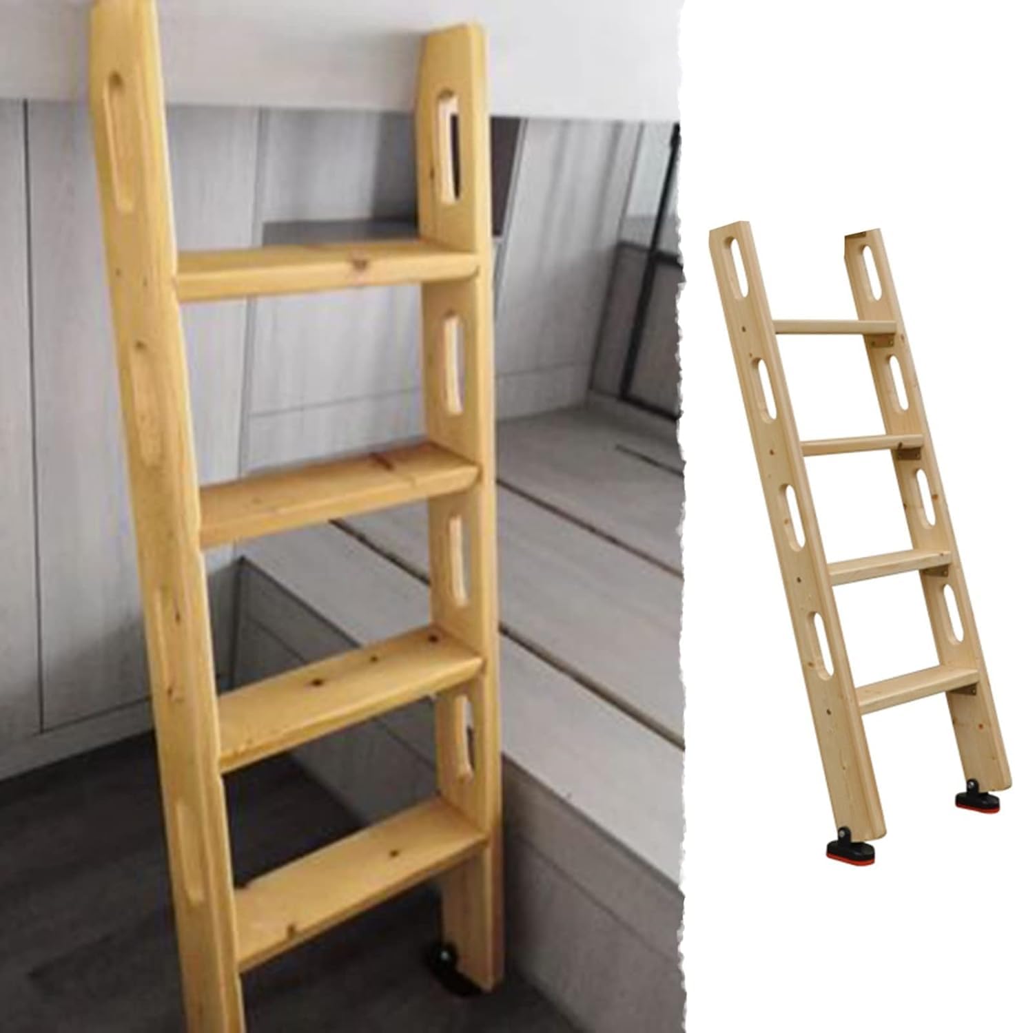 Échelle de lit superposé en bois stable avec main courante de sécurité