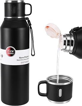 Vacuum Insulated Bottle - 1.5L Large Flask for Hot and Cold Drinks Insulated Stainless Steel Water Bottle, Thermal Flask with BPA Free Cup, Portable Travel Water Bottles with Filter Design