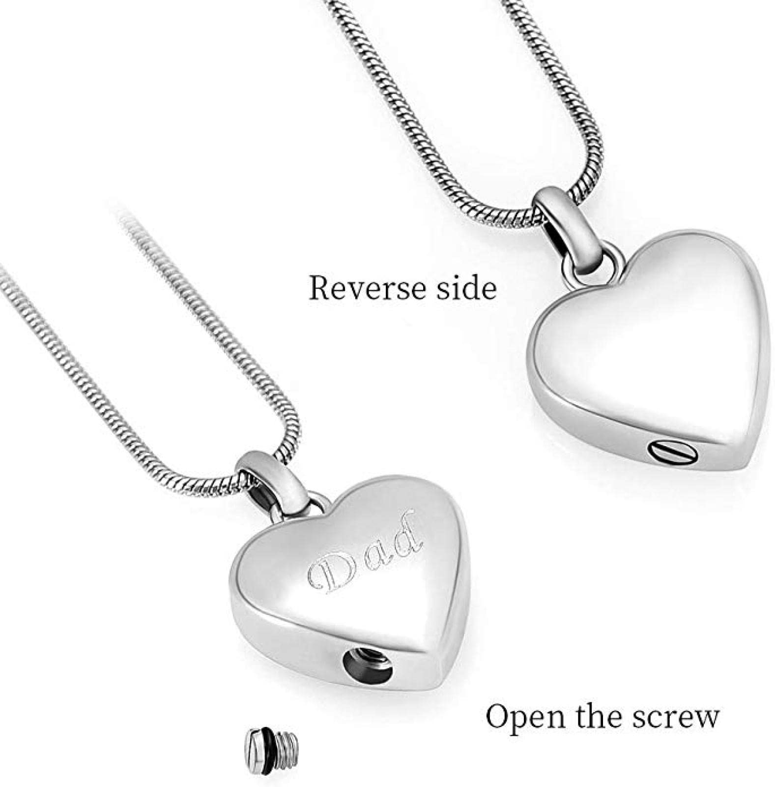 Memorial Ashes Urn Necklace For Dad - Stainless Steel Cremation Pendant Keepsake With Screw Seal