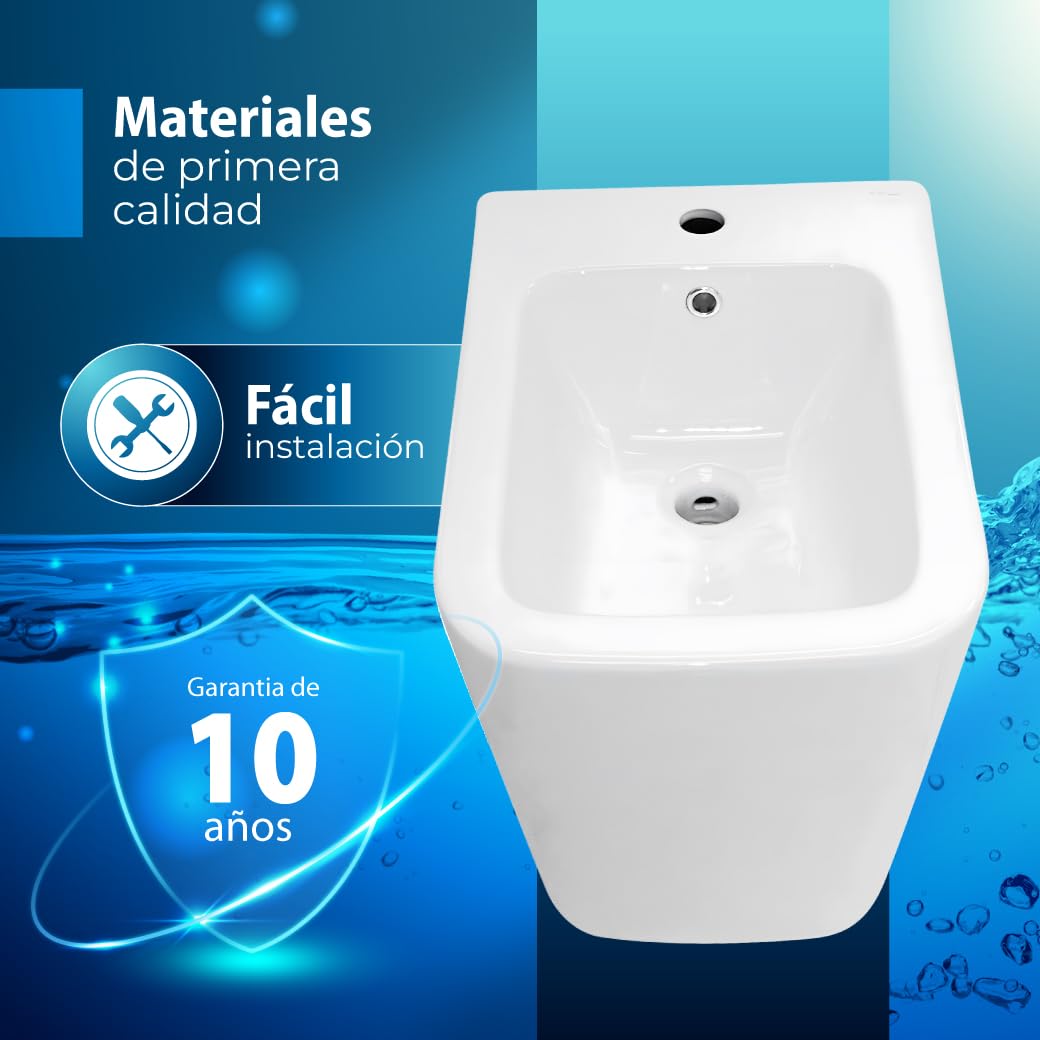 INODORO Completo con BIDET, Inodoro y Bidet Blanco, Pack Wc Inodoro, Retrete con Bidet para Hogar, Sistema Rimless Antibacterias, Tapa Dura Extrafina Amortiguada, Salida Dual