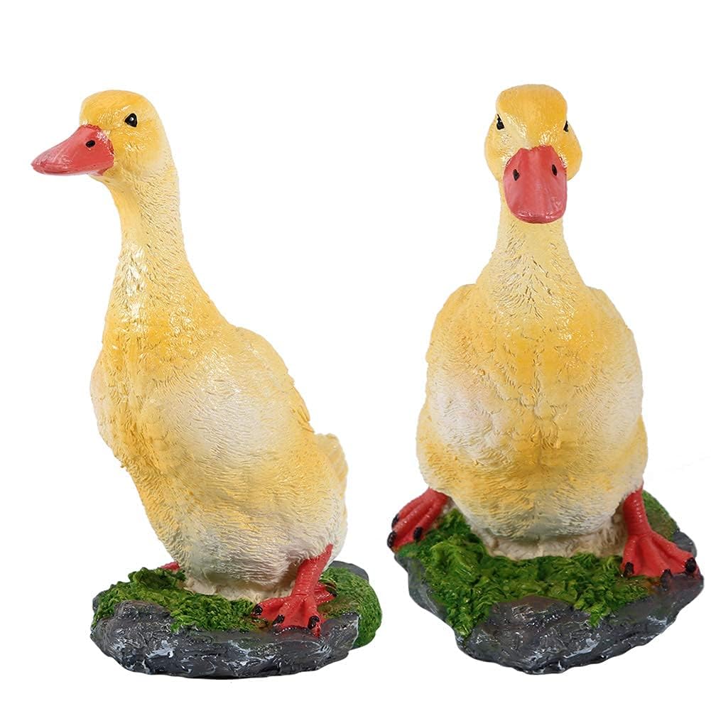HERCHR Resin Ducks for Garden,Ducks Garden Ornaments Outdoor Decoration 6.7x3.5x7.1in Resin Duck Sculpture Statue Pond Fairy Garden Decor,Duck Sculpture Ornament Landscape Figurines