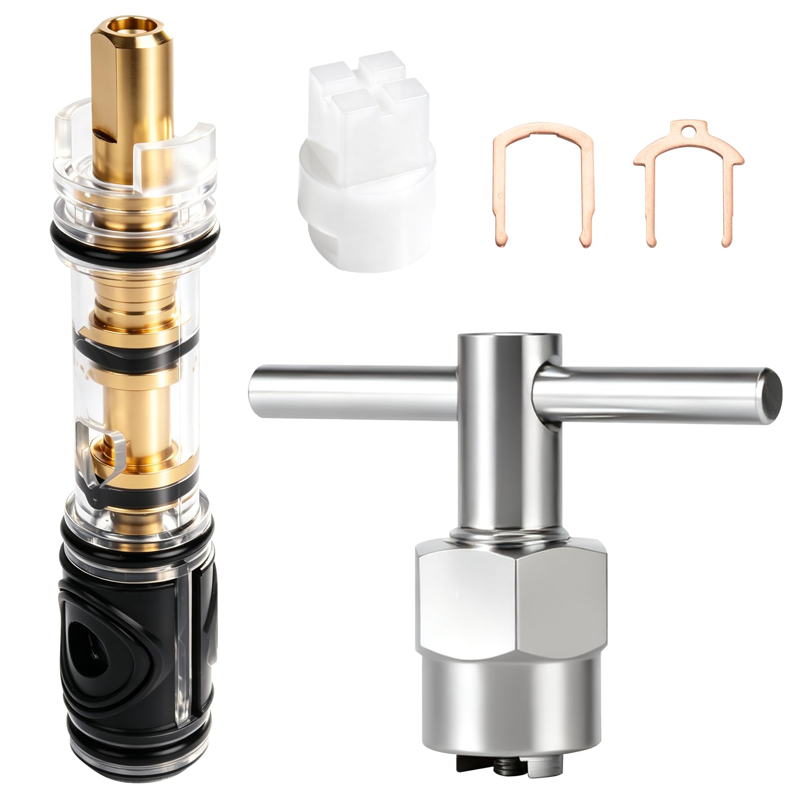 Photo 1 of 1 Set Replacement Cartridge with 104421 Removal Tool, Compatible with Moen 1225/1225B, Shower Cartridge for One Handle Bathroom Faucets/Showers (1)