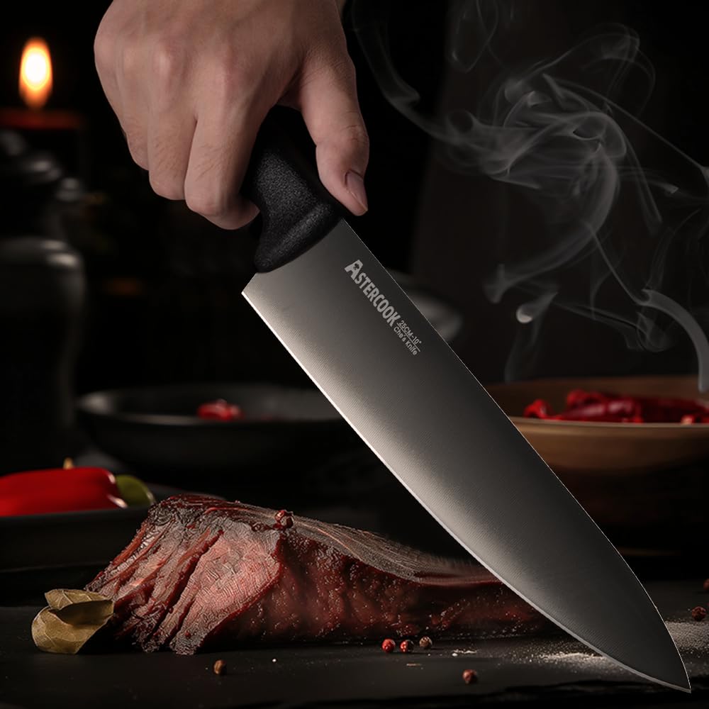 Astercook Chef Knife, 10 Inch Pro Kitchen Knife Dishwasher Safe, High Carbon German Stainless Steel Chef's Knives with Ergonomic Handle