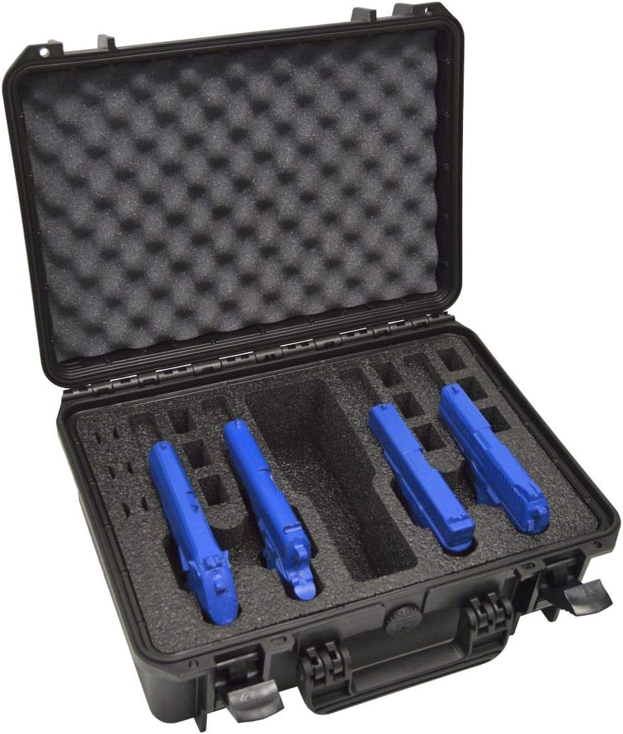 4 Pistol 12 Magazine Doro Gun Case with Custom MyCaseBuilder Foam Insert - Waterproof, Heavy Duty - Tactical Firearms, Ammunition, and Accessory Holder - 18 x 14 x 7 Inches
