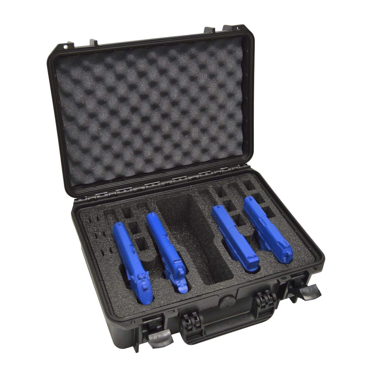 4 Pistol 12 Magazine Doro Gun Case with Custom MyCaseBuilder Foam Insert - Waterproof, Heavy Duty - Tactical Firearms, Ammunition, and Accessory Holder - 18 x 14 x 7 Inches